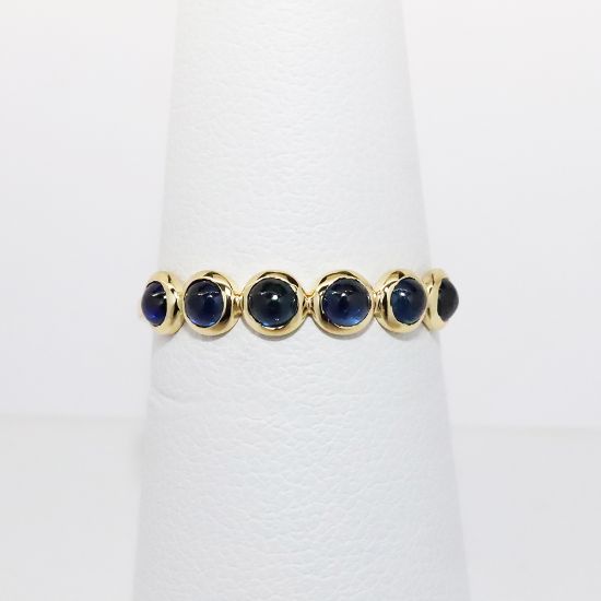 Picture of 18k Yellow Gold & Blue Sapphire Cabochons Stackable Ring 