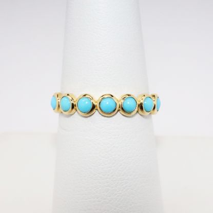 Picture of 18k Yellow Gold & Turquoise Cabochons Stackable Ring 