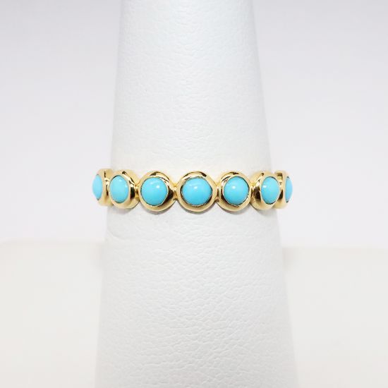 Picture of 18k Yellow Gold & Turquoise Cabochons Stackable Ring 