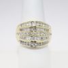 Picture of 14k Yellow Gold Statement Ring with Alternating Rows of Baguette & Round Cut Diamonds