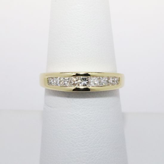 Picture of 14k Yellow Gold & Channel Set, Square Cut Diamond Wedding Band