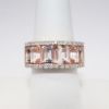 Picture of 14k Rose Gold & Channel Set, Emerald Cut Morganite Ring with Diamond Accented Edges