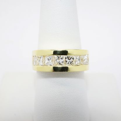 Picture of Squared 18k Yellow Gold & Channel Set, Square Cut Diamond Wedding Band