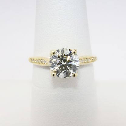 Picture of 14k Yellow Gold & Diamond Solitaire Engagement Ring with Diamond Accented Band