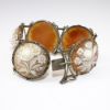 Picture of Antique .800 Italian Silver & Carved Shell Flower Cameo Bracelet with Marcasite Accents