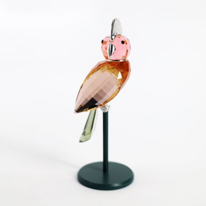 Picture of Rare Swarovski Crystal Paradise 'Baimura' Pink Exotic Bird Figurine with Original Box, Stand & COA