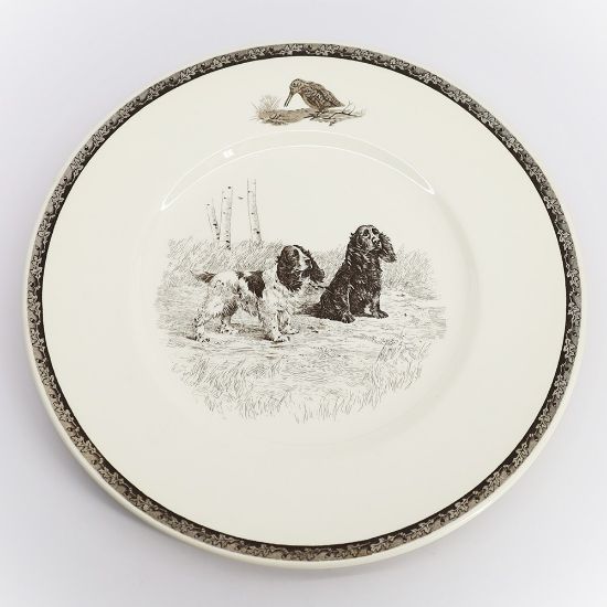 Picture of Wedgwood 'Let's Go' Cocker Spaniels Dinner Plate from the 'Sporting Dogs' Collection