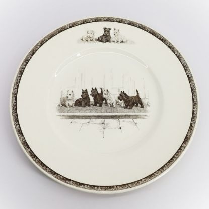 Picture of Wedgwood 'A Full House' Scottish & West Highland Terriers Dinner Plate from the 'Sporting Dogs' Collection