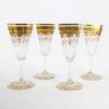 Picture of Antique Set of 4 Hand Enameled & Jeweled Squared Bohemian Stemed Glasses