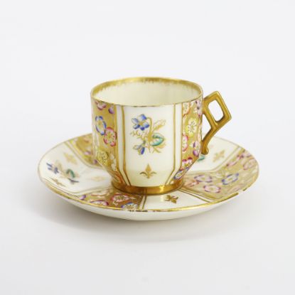 Picture of Late 1800's Willets Belleek Japanese Inspired Eggshell Porcelain Demitasse Cup & Saucer