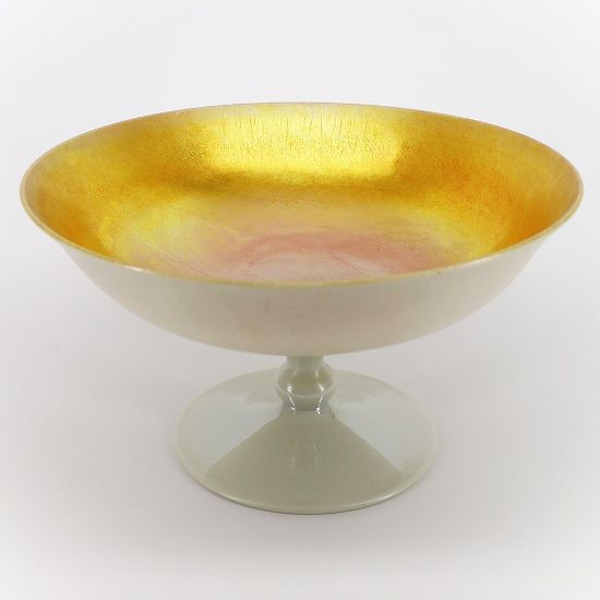 Picture of Antique Carder Era Steuben Glass Gold Calcite Footed Centerpiece Bowl, Shape #5150