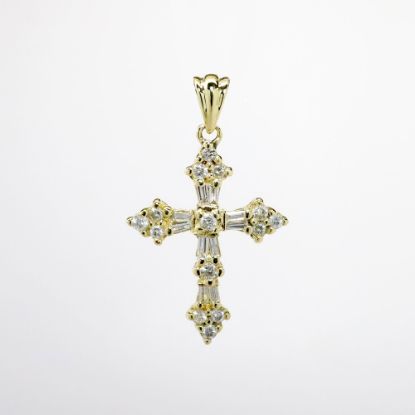 Picture of 14k Yellow Gold & Diamond Cross Pendant