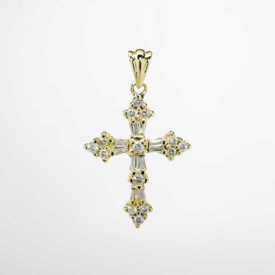 Picture of 14k Yellow Gold & Diamond Cross Pendant