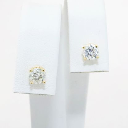 Picture of 14k Yellow Gold & Diamond Solitaire Earrings