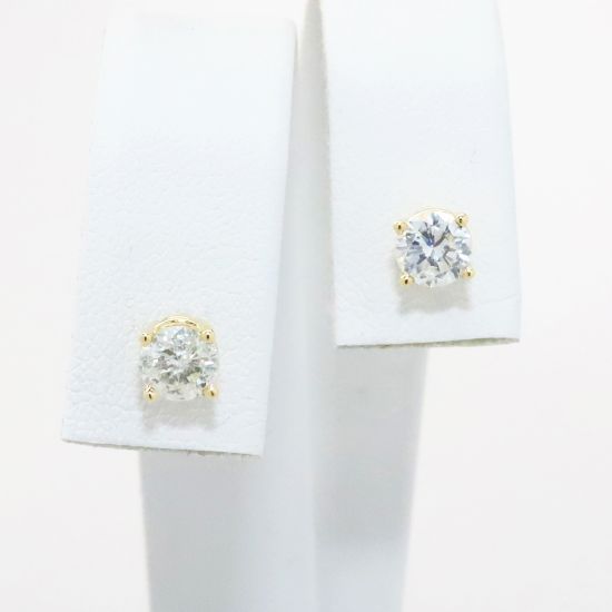 Picture of 14k Yellow Gold & Diamond Solitaire Earrings