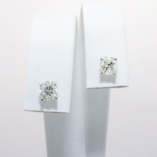 Picture of 14k White Gold & Diamond Solitaire Stud Earrings