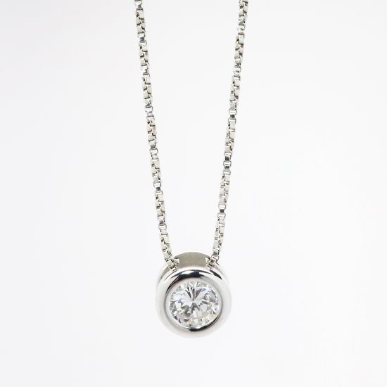 Picture of 14k White Gold Necklace with Diamond Solitaire Pendant