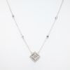 Picture of 14k White Gold & Diamond Station Necklace with Square Cut Diamond Diamond Pendant