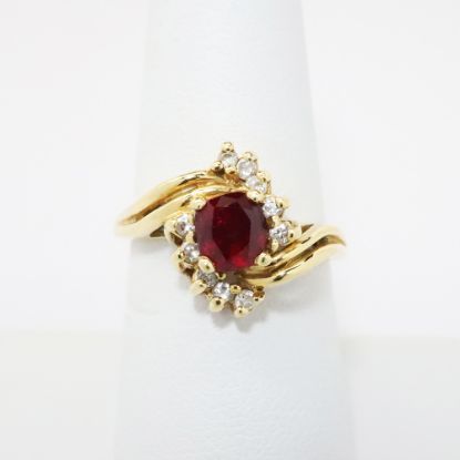 Picture of 14k Yellow Gold & Cushion Cut Ruby Ring with Diamond Accents