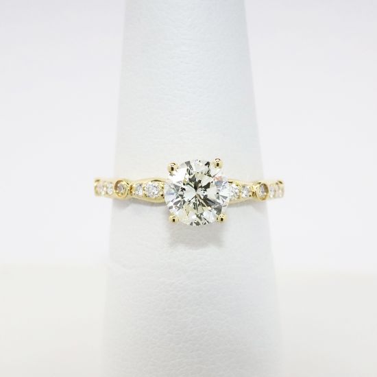 Picture of 14k Yellow Gold & Diamond Solitaire Engagement Ring with Diamond Accented Band