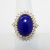 Picture of 14k Yellow Gold & Oval Lapis Lazuli Cabochon Ring with Diamond Halo