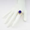 Picture of 14k Yellow Gold & Oval Lapis Lazuli Cabochon Ring with Diamond Halo