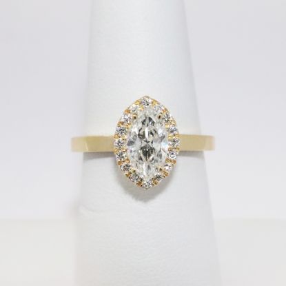 Picture of 14k Yellow Gold & Marquise Cut Diamond Engagement Ring with Diamond Halo