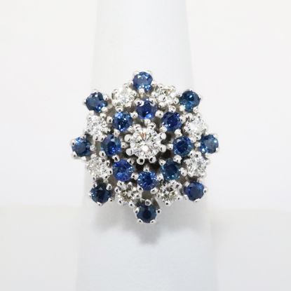 Picture of 14k White Gold Sapphire & Diamond Cocktail/Statement Ring