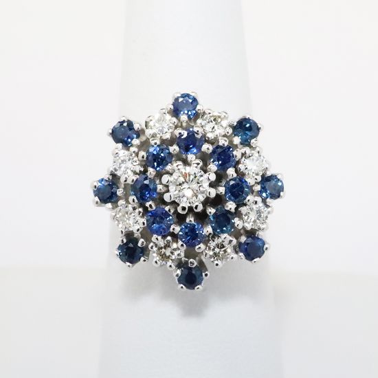 Picture of 14k White Gold Sapphire & Diamond Cocktail/Statement Ring