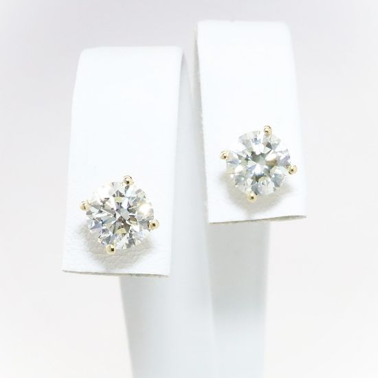 Picture of 14k Yellow Gold & GIA Certified Round Brilliant Cut Diamond Solitaire Stud Earrings