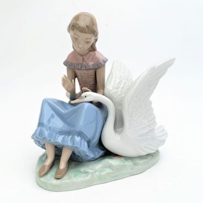 Picture of Lladro Rare 'My Swan' Girl With Swan Figurine