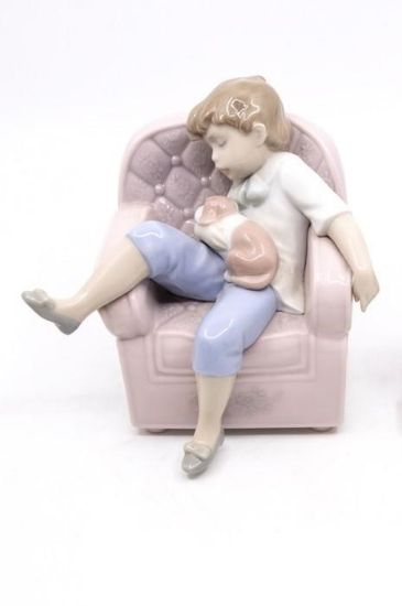 Picture of Lladro #6549 "Naptime With Friends" Boy Sleeping In Chair Figurine