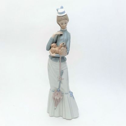 Picture of Lladro #4893 'Walk With The Dog' Woman With Pekingese Figurine