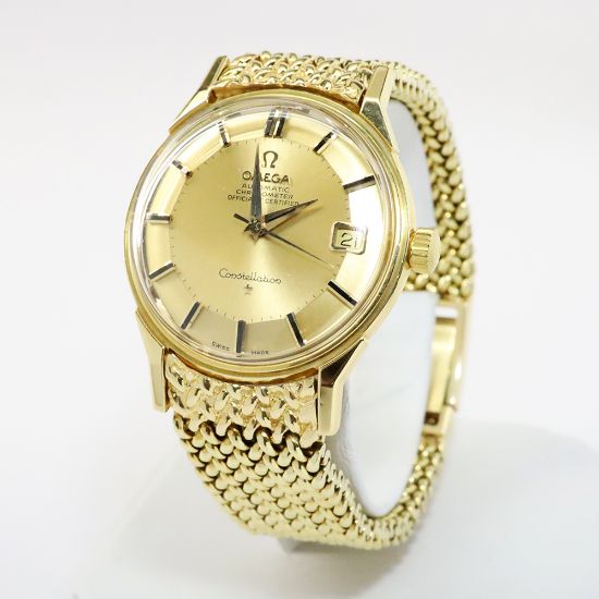 Picture of 1960's 18k Yellow Gold Omega 'Constellation' Automatic Men's Watch with Original Box & Papers