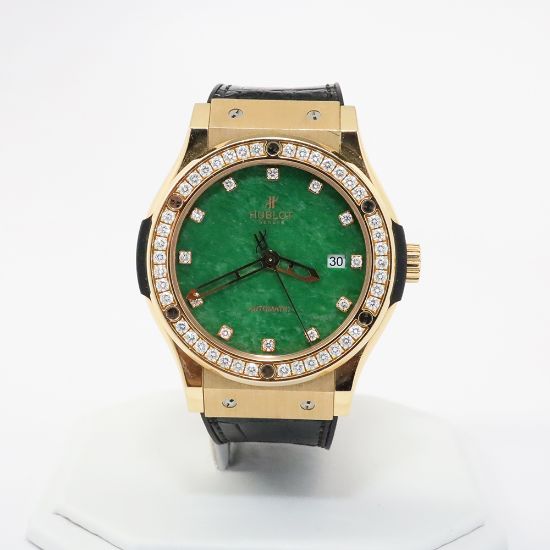 Picture of Hublot Classic Fusion 18k Rose Gold Automatic Green Dial and Diamond Bezel Watch