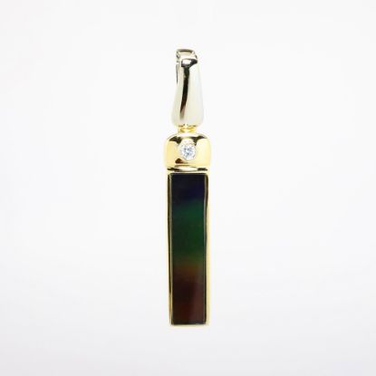 Picture of 18k Yellow Gold & Inlaid Ammolite Pendant with Diamond Accent