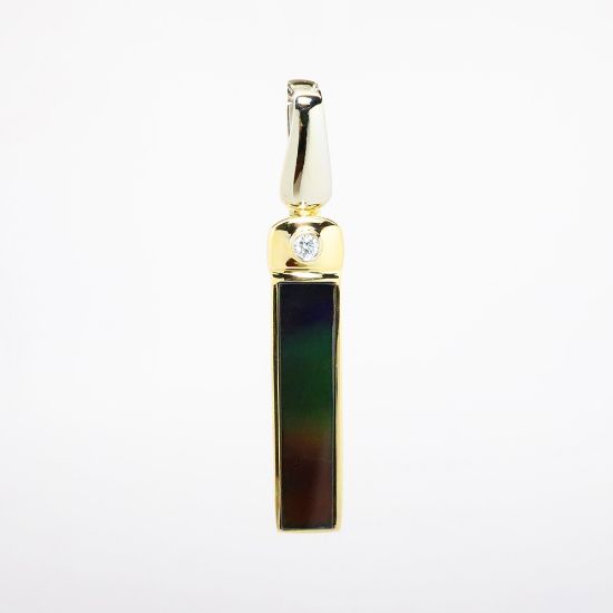 Picture of 18k Yellow Gold & Inlaid Ammolite Pendant with Diamond Accent