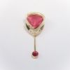 Picture of 18k Yellow Gold & Carved Pink Tourmaline with Pink Tourmaline Drop & Diamond Accents