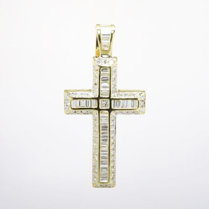 Picture of 18k Yellow Gold & Diamond Encrusted Cross Pendant