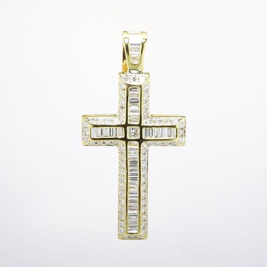 Picture of 18k Yellow Gold & Diamond Encrusted Cross Pendant