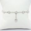 Picture of 14k White Gold & Round Brilliant Cut Diamond Stations Bracelet with Dangling Diamond Heart Charm