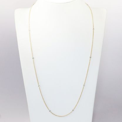 Picture of 14k Yellow Gold Necklace with White Gold & Bezel Set Diamond Stations