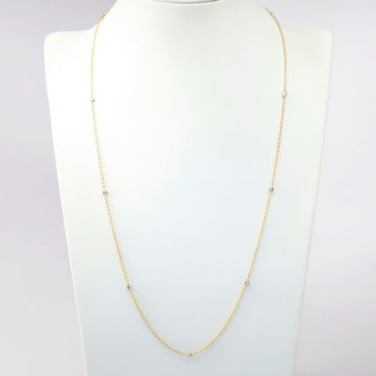 Picture of 14k Yellow Gold Necklace with White Gold & Bezel Set Diamond Stations