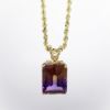 Picture of 14k Yellow Gold Rope Chain Necklace with Large Emerald Cut Ametrine Pendant