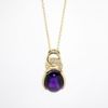 Picture of 18k Yellow Gold Necklace with Oval Amethyst Cabochon Pendant with Diamond Accents