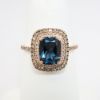 Picture of 14k Rose Gold & Cushion Cut London Blue Topaz Ring with Diamond Accents