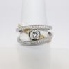 Picture of 14k Two-Tone Gold & Diamonds Orbiting Bands Ring with Round Brilliant Cut Diamond Center