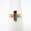 Picture of 14k Yellow Gold & Emerald Cut Watermelon Tourmaline Ring with Diamond Accents