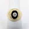 Picture of 14k Yellow Gold & Oval Carved Black Onyx Ring with Round Brilliant Cut Diamond Center