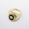 Picture of 14k Yellow Gold & Oval Carved Black Onyx Ring with Round Brilliant Cut Diamond Center